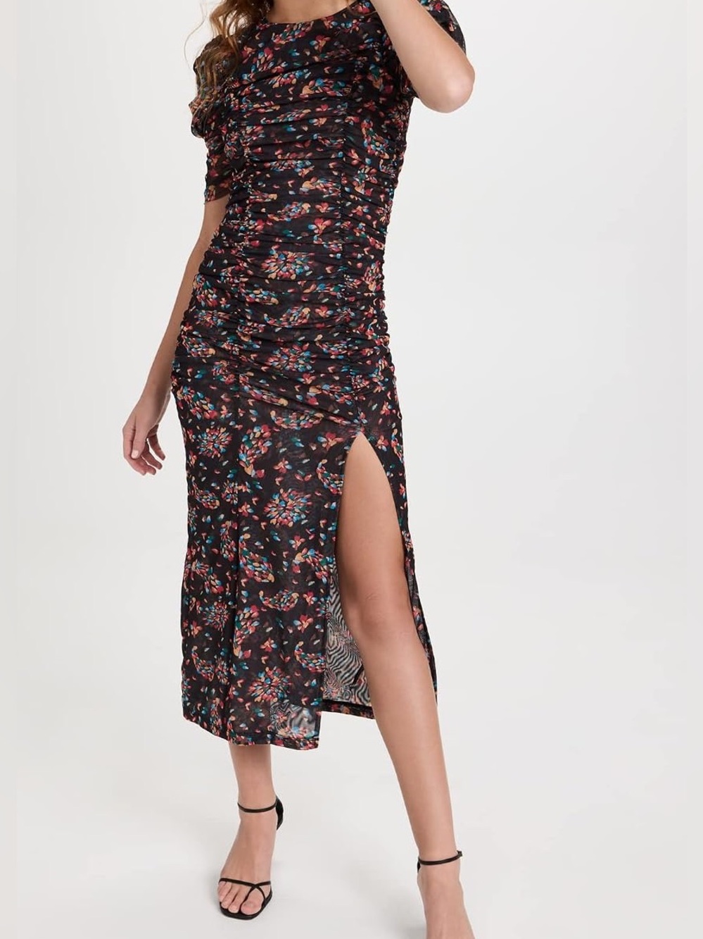 😍FREE PEOPLE Womens Briella
Ruched Midi Dress Twilight
Combo Sheer Mesh Size S